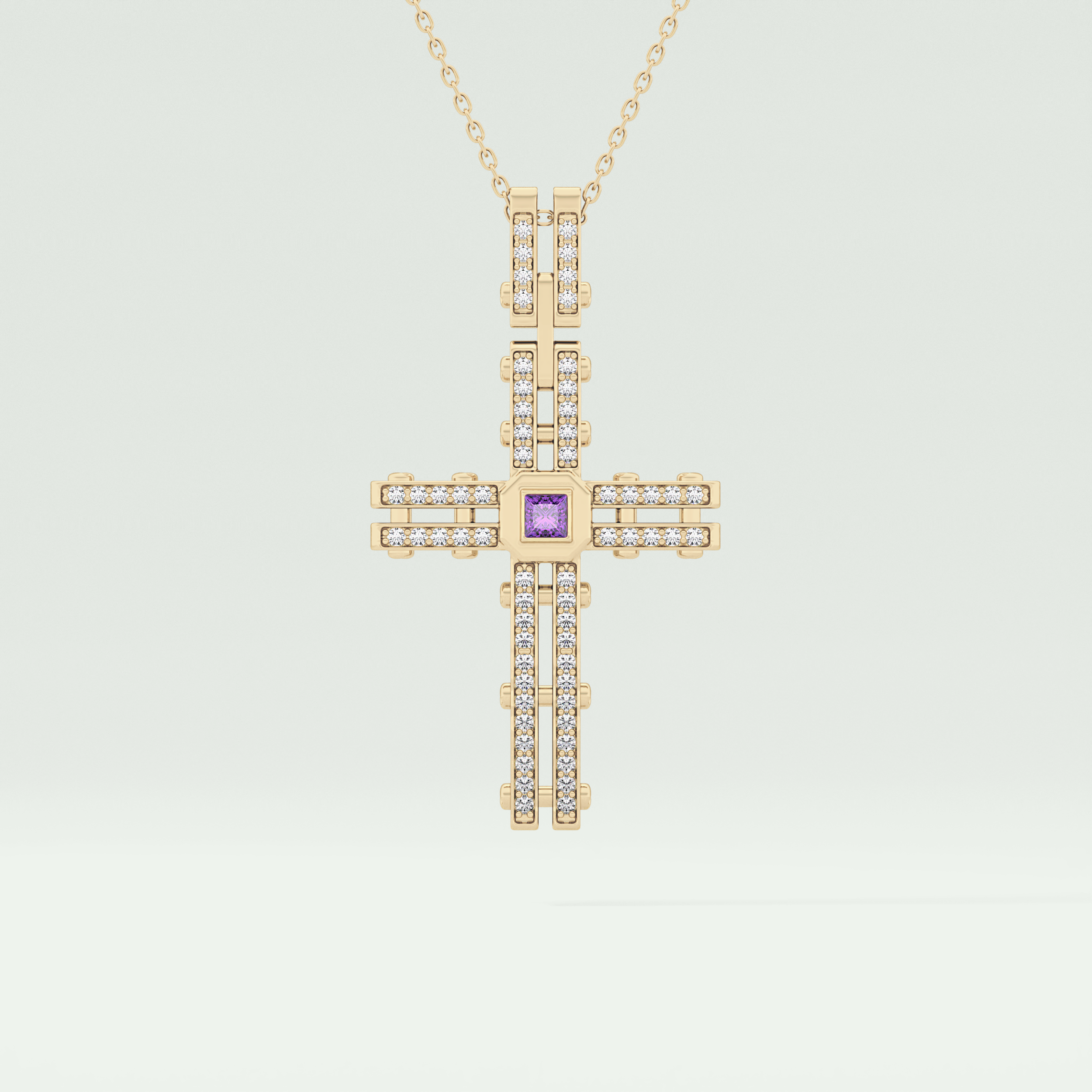 0.20 CT Princess & Round Moissanite Diamond Cross Necklace For him 1